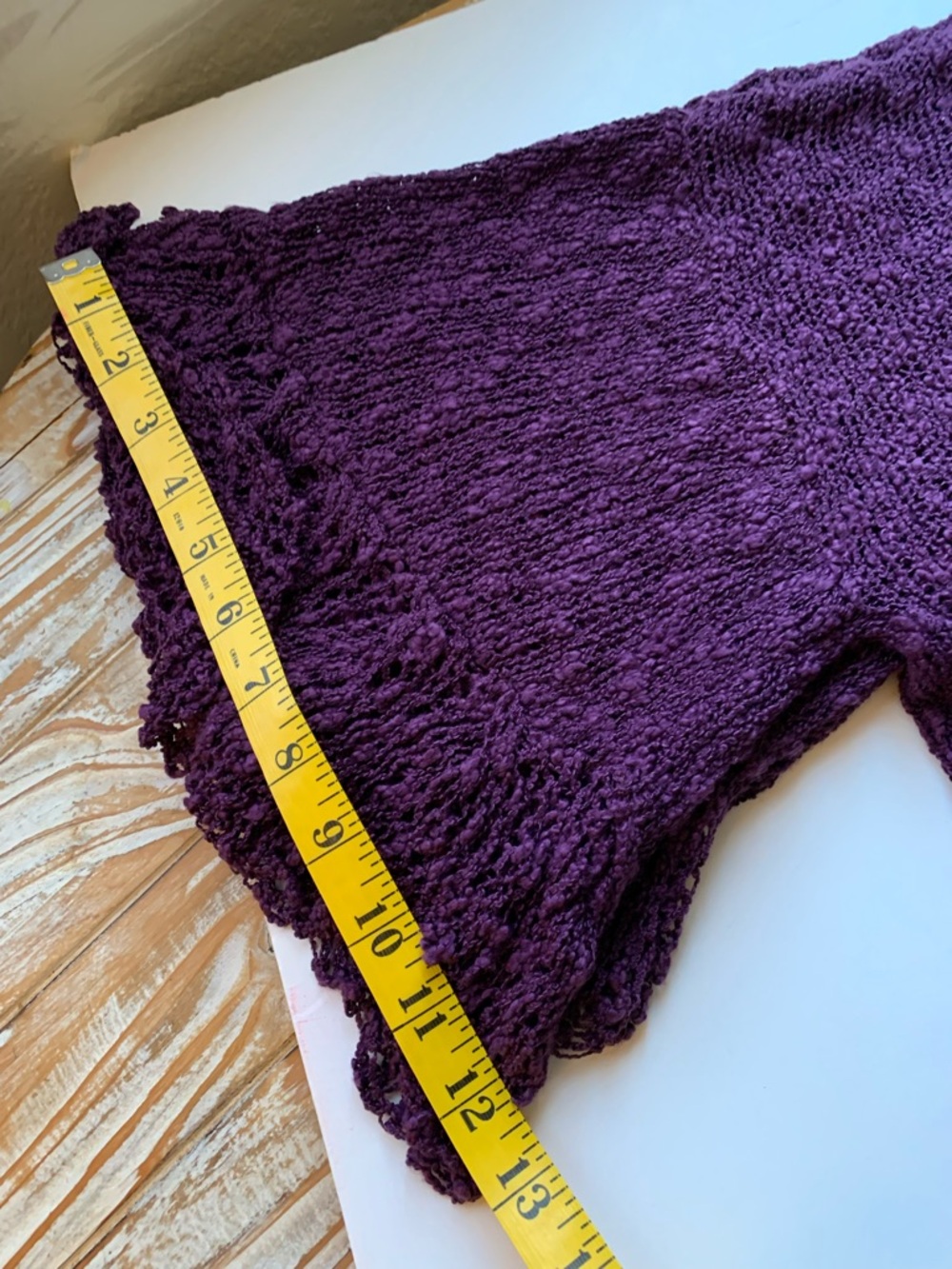 Cahaya by Tanami Plum Handcrafted Ruffle Bell Sleeve Sweater NWT S/M - Picture 11 of 12